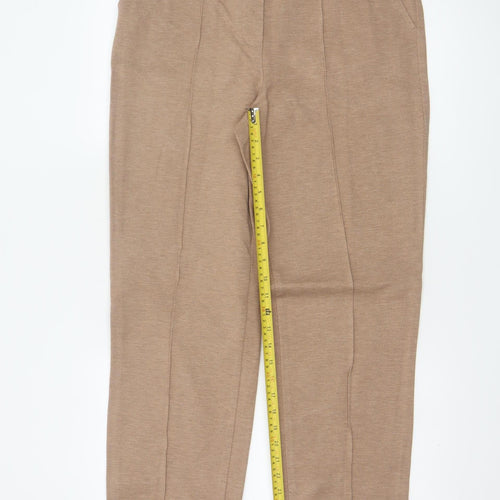 Marks & Spencer Women's Beige UK 14 Long Tailored Straight Trousers