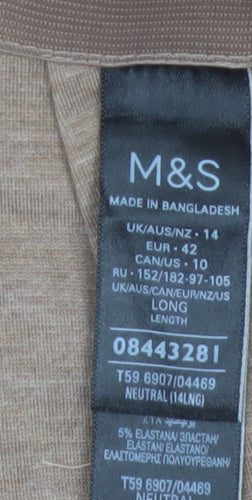 Marks & Spencer Women's Beige UK 14 Long Tailored Straight Trousers