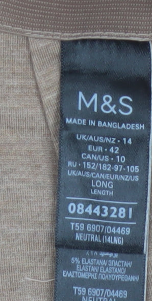Marks & Spencer Women's Beige UK 14 Long Tailored Straight Trousers