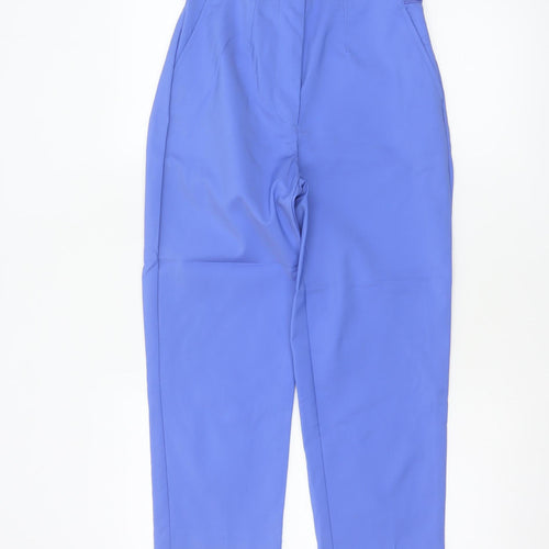 M&S Women’s Blue UK 8 Tapered Smart Trousers Stretch Pockets
