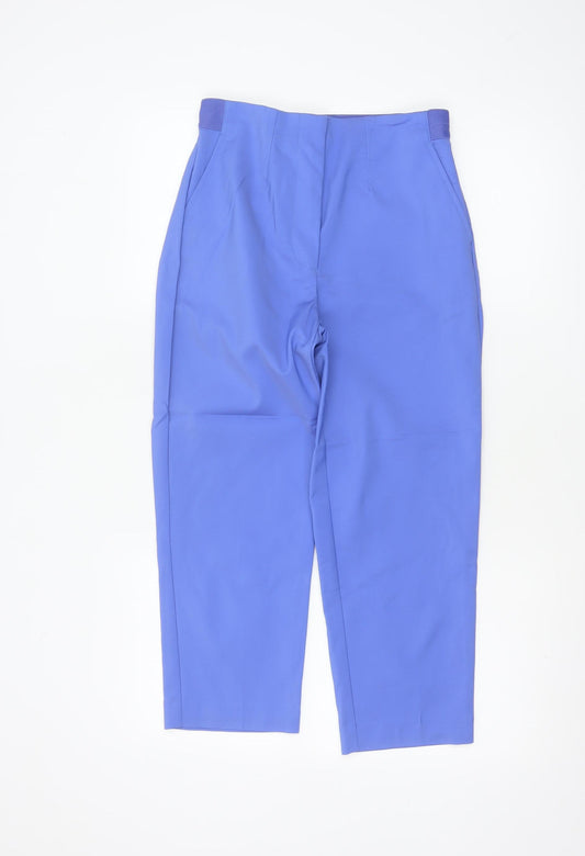 M&S Women’s Blue UK 8 Tapered Smart Trousers Stretch Pockets