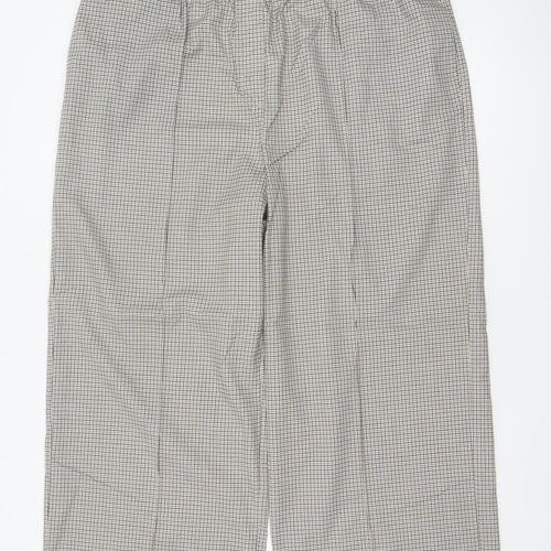 Marks and Spencer Women’s Beige Check Wide Leg High Rise Trousers UK 18 Short
