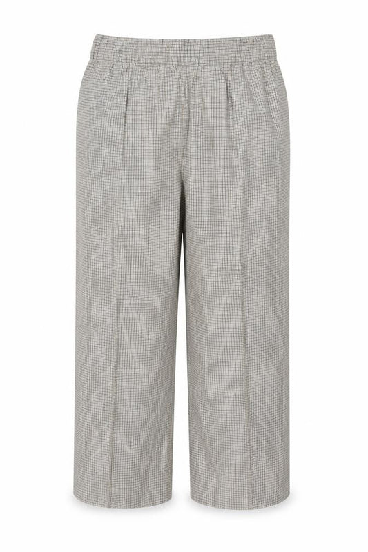 Front view of Marks & Spencer Women’s Beige Check Wide Leg High Rise Trousers UK 18 Short