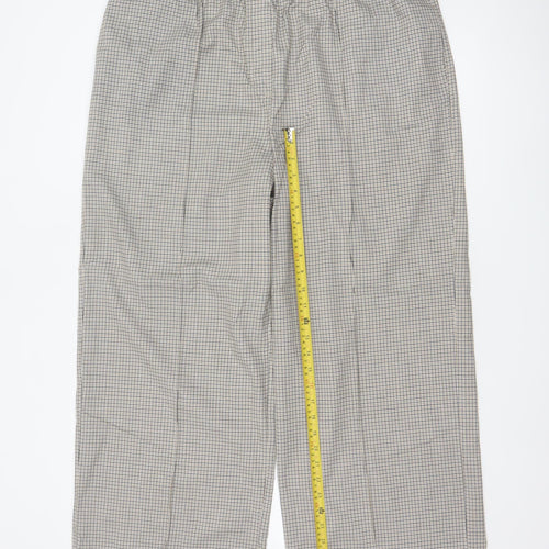 Marks and Spencer Women’s Beige Check Wide Leg High Rise Trousers UK 18 Short