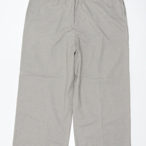 Marks and Spencer Women’s Beige Check Wide Leg High Rise Trousers UK 18 Short