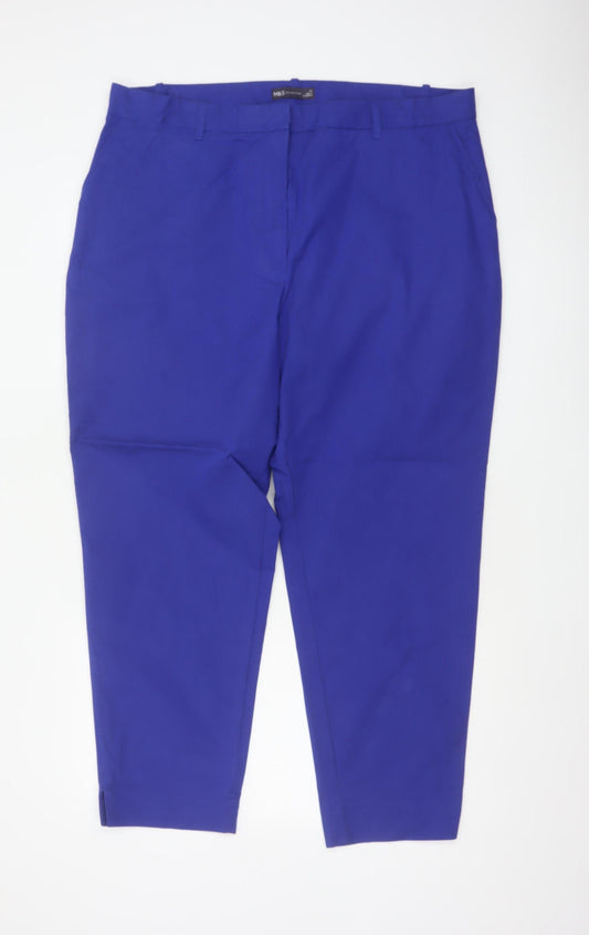Marks and Spencer Women's Blue Size 20 Tapered Ankle Work Trousers