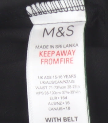 Marks & Spencer Boys Black 15-16 Years Dress Pants Super Skinny Stretch