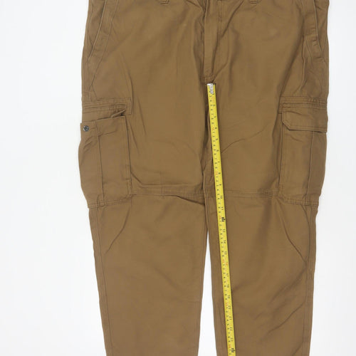 Marks and Spencer Men's Brown 44/29 Cotton Cargo Trousers