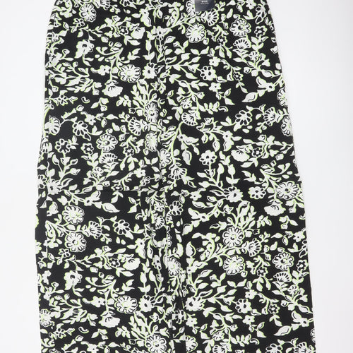 M&S Women’s Multicoloured Floral Wide Leg High Rise Trousers Size 22