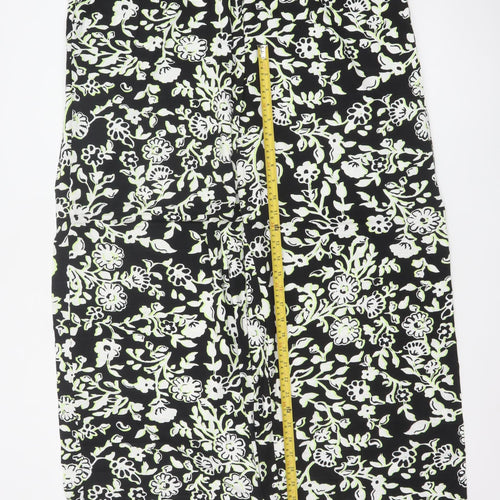 M&S Women’s Multicoloured Floral Wide Leg High Rise Trousers Size 22