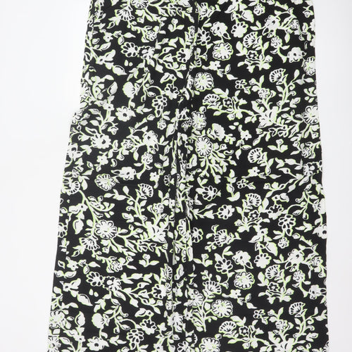M&S Women’s Multicoloured Floral Wide Leg High Rise Trousers Size 22