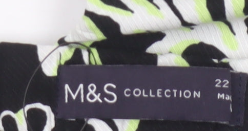 M&S Women’s Multicoloured Floral Wide Leg High Rise Trousers Size 22