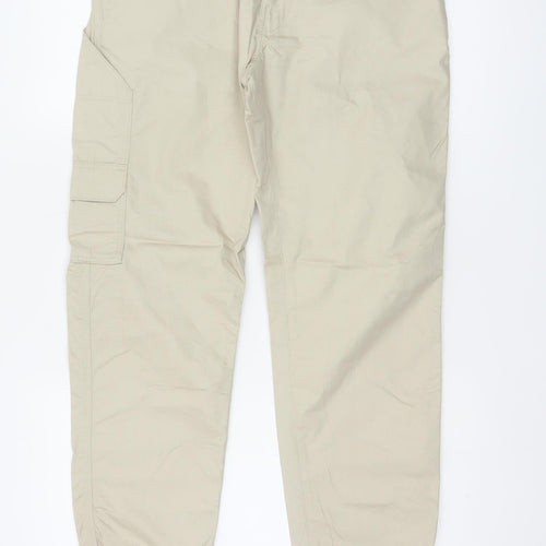 Marks and Spencer Men's Beige S Cargo Jogger Trousers Elastic Waist