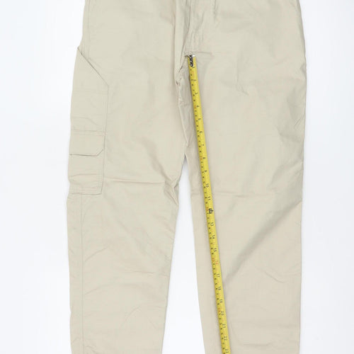 Marks and Spencer Men's Beige S Cargo Jogger Trousers Elastic Waist