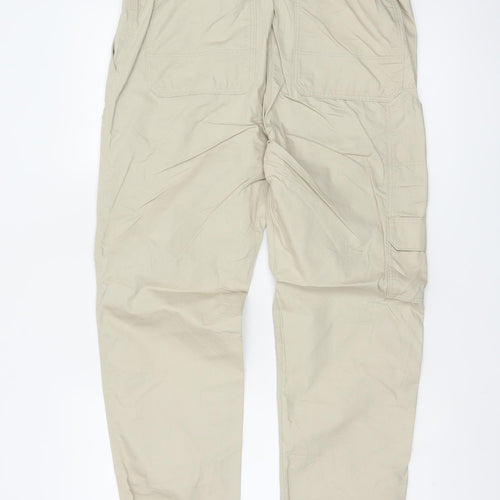 Marks and Spencer Men's Beige S Cargo Jogger Trousers Elastic Waist