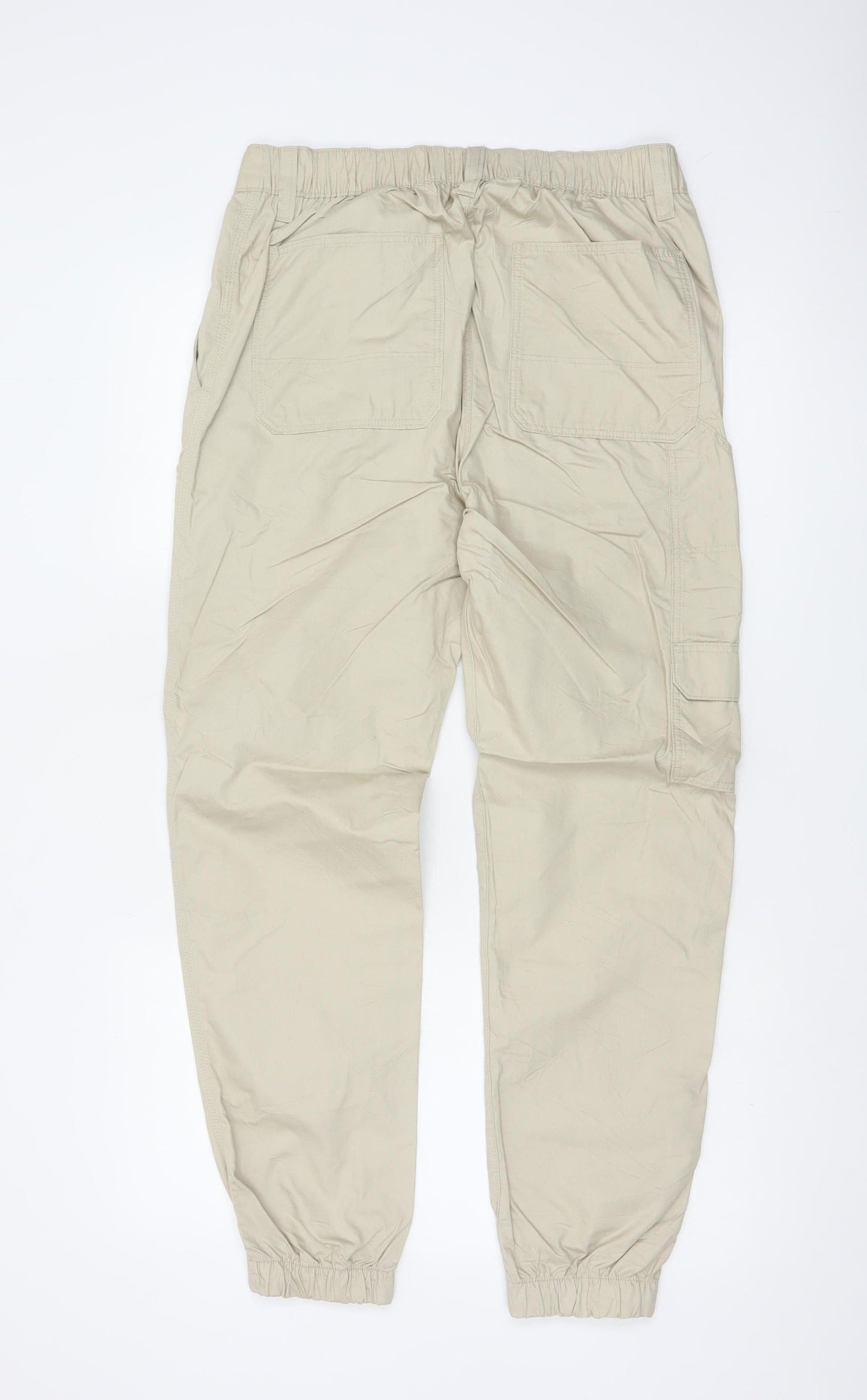 Marks and Spencer Men's Beige S Cargo Jogger Trousers Elastic Waist