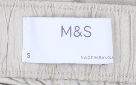 Marks and Spencer Men's Beige S Cargo Jogger Trousers Elastic Waist