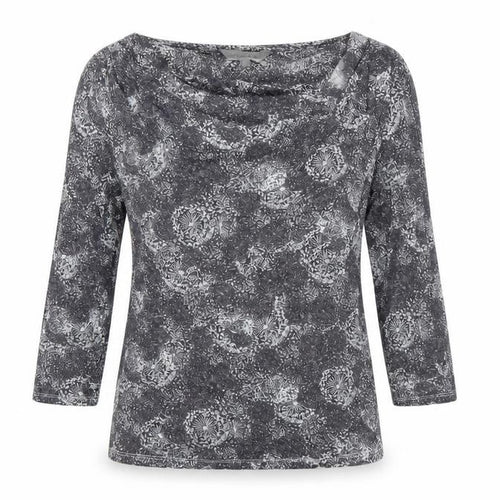 Rocha John Rocha Women Grey Floral Cowl Neck Jersey Blouse UK 12
