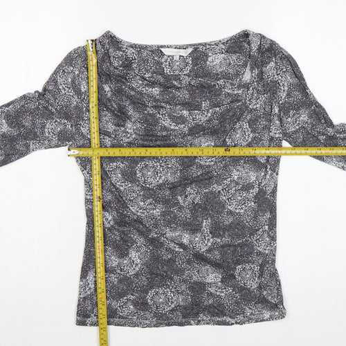 Rocha John Rocha Women Grey Floral Cowl Neck Jersey Blouse UK 12