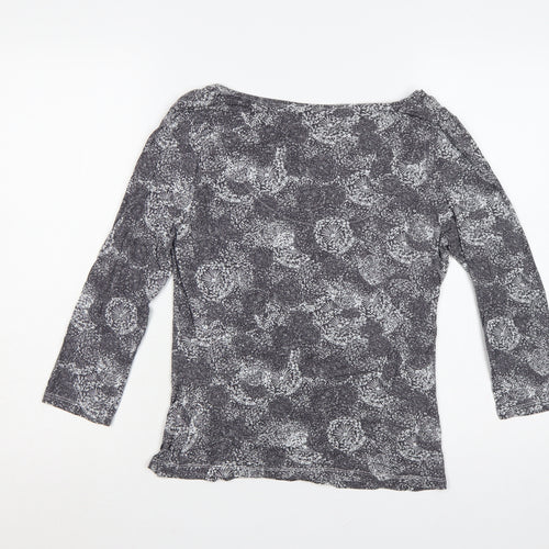 Rocha John Rocha Women Grey Floral Cowl Neck Jersey Blouse UK 12