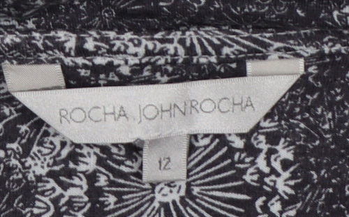 Rocha John Rocha Women Grey Floral Cowl Neck Jersey Blouse UK 12