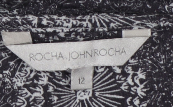 Rocha John Rocha Women Grey Floral Cowl Neck Jersey Blouse UK 12
