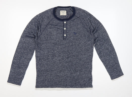 Abercrombie & Fitch Men’s Blue XS Long Sleeve Henley Logo T-Shirt