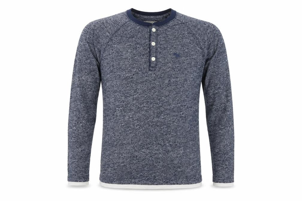 Abercrombie & Fitch Men’s Blue XS Long Sleeve Henley Logo T-Shirt
