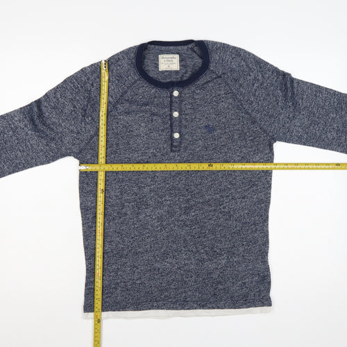 Abercrombie & Fitch Men’s Blue XS Long Sleeve Henley Logo T-Shirt