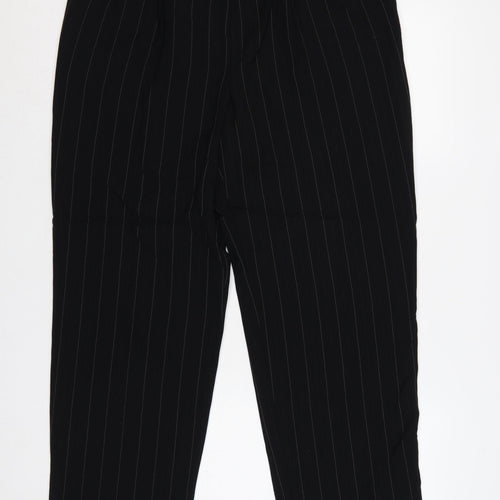 St Michael Marks & Spencer Women Black Pinstripe Wool Trousers UK 14