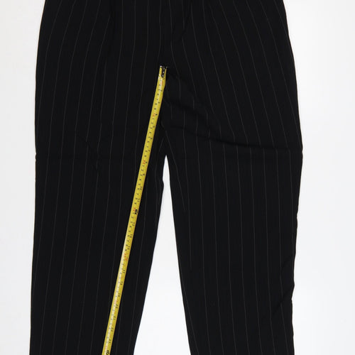 St Michael Marks & Spencer Women Black Pinstripe Wool Trousers UK 14