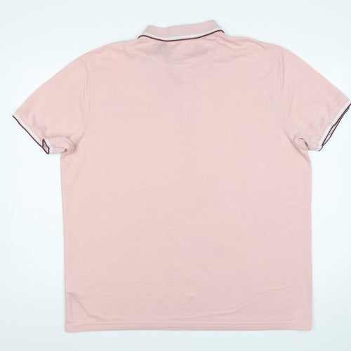 Marks & Spencer Men's Pink XL Modal Polo Shirt Contrast Trim