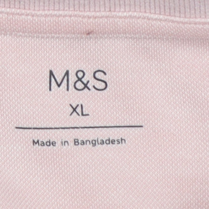 Marks & Spencer Men's Pink XL Modal Polo Shirt Contrast Trim