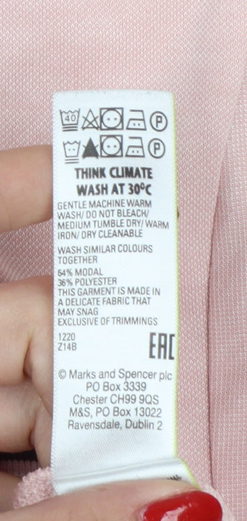 Marks & Spencer Men's Pink XL Modal Polo Shirt Contrast Trim