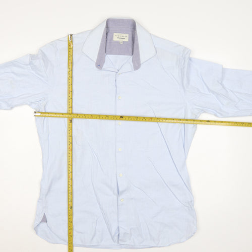 Ted Baker Men Blue 16.5 34/35 Cotton Spread Collar Button-Up Shirt