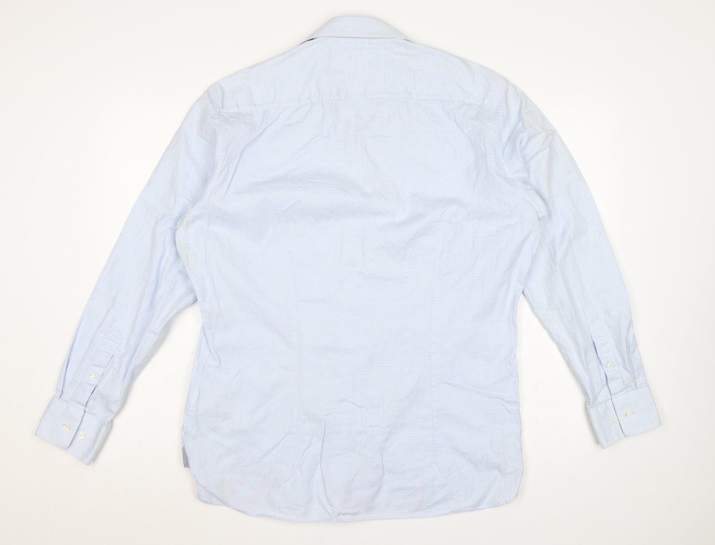 Ted Baker Men Blue 16.5 34/35 Cotton Spread Collar Button-Up Shirt