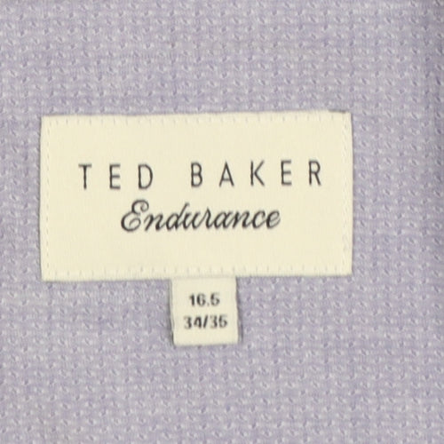 Ted Baker Men Blue 16.5 34/35 Cotton Spread Collar Button-Up Shirt