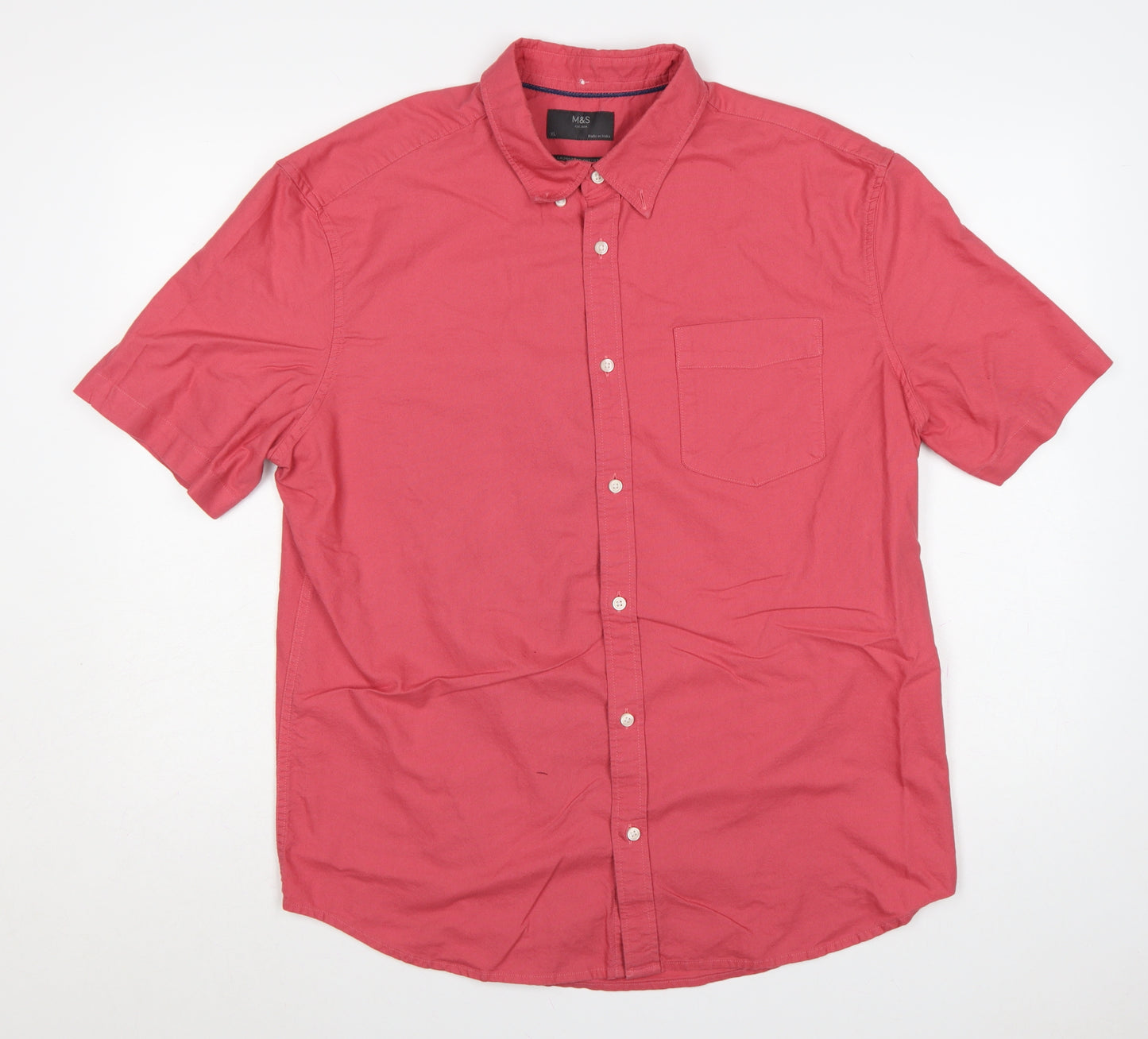 Marks & Spencer Men Pink XL Laundered Oxford Button Down Shirt