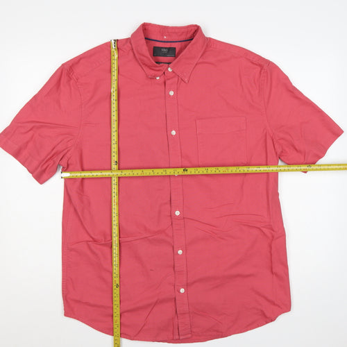 Marks & Spencer Men Pink XL Laundered Oxford Button Down Shirt