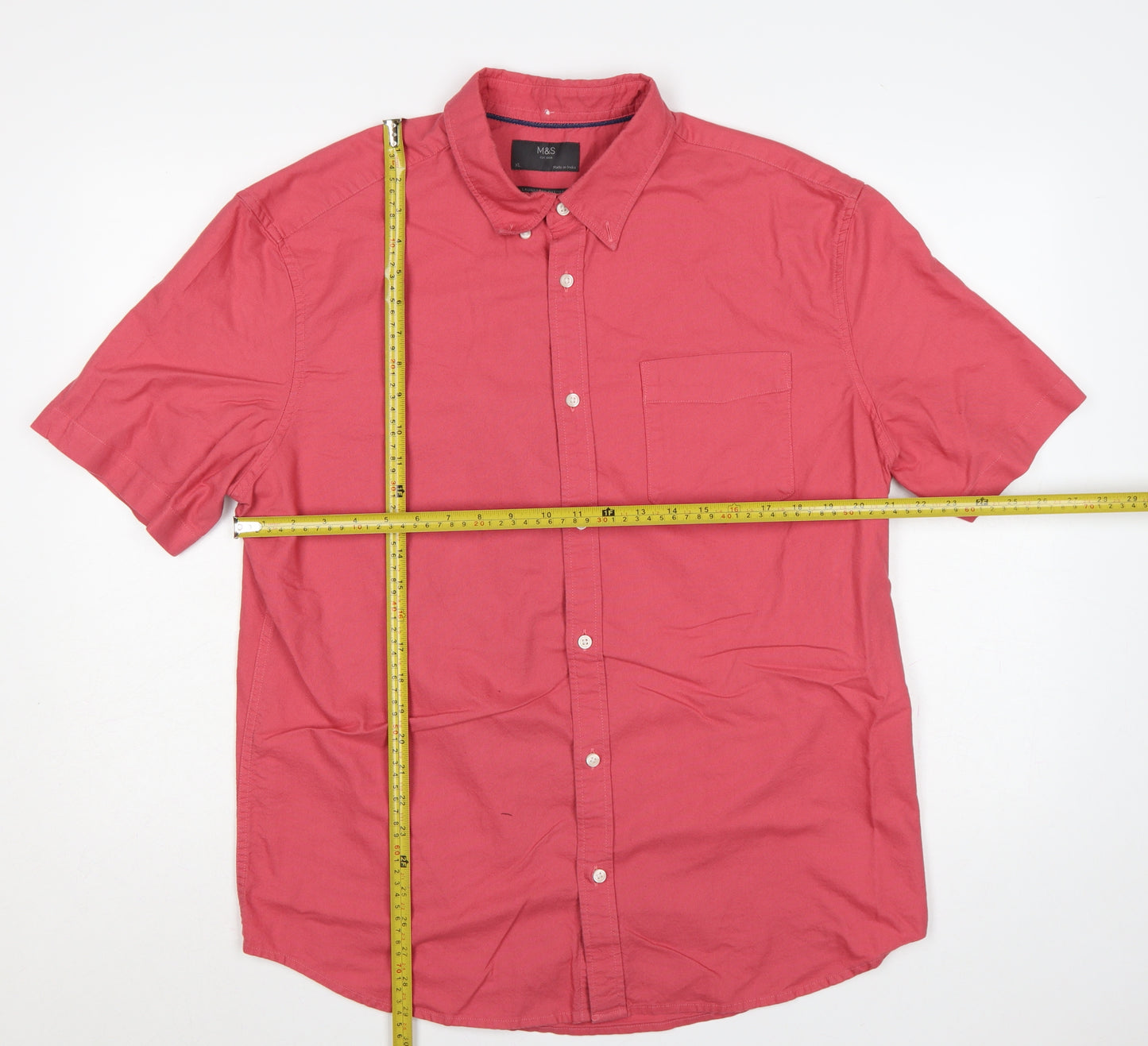 Marks & Spencer Men Pink XL Laundered Oxford Button Down Shirt