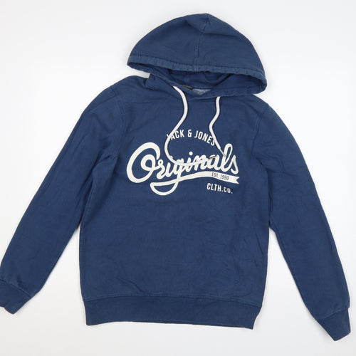 Jack & Jones Men’s Blue M Originals Graphic Pullover Hoodie