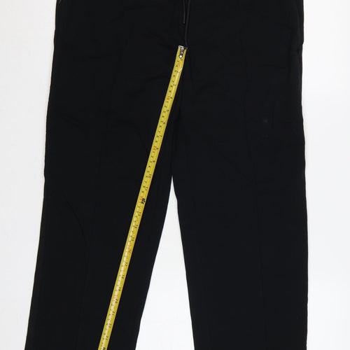 Marks & Spencer Women Black Size 14 Drawstring Jogger Trousers Cotton Stretch
