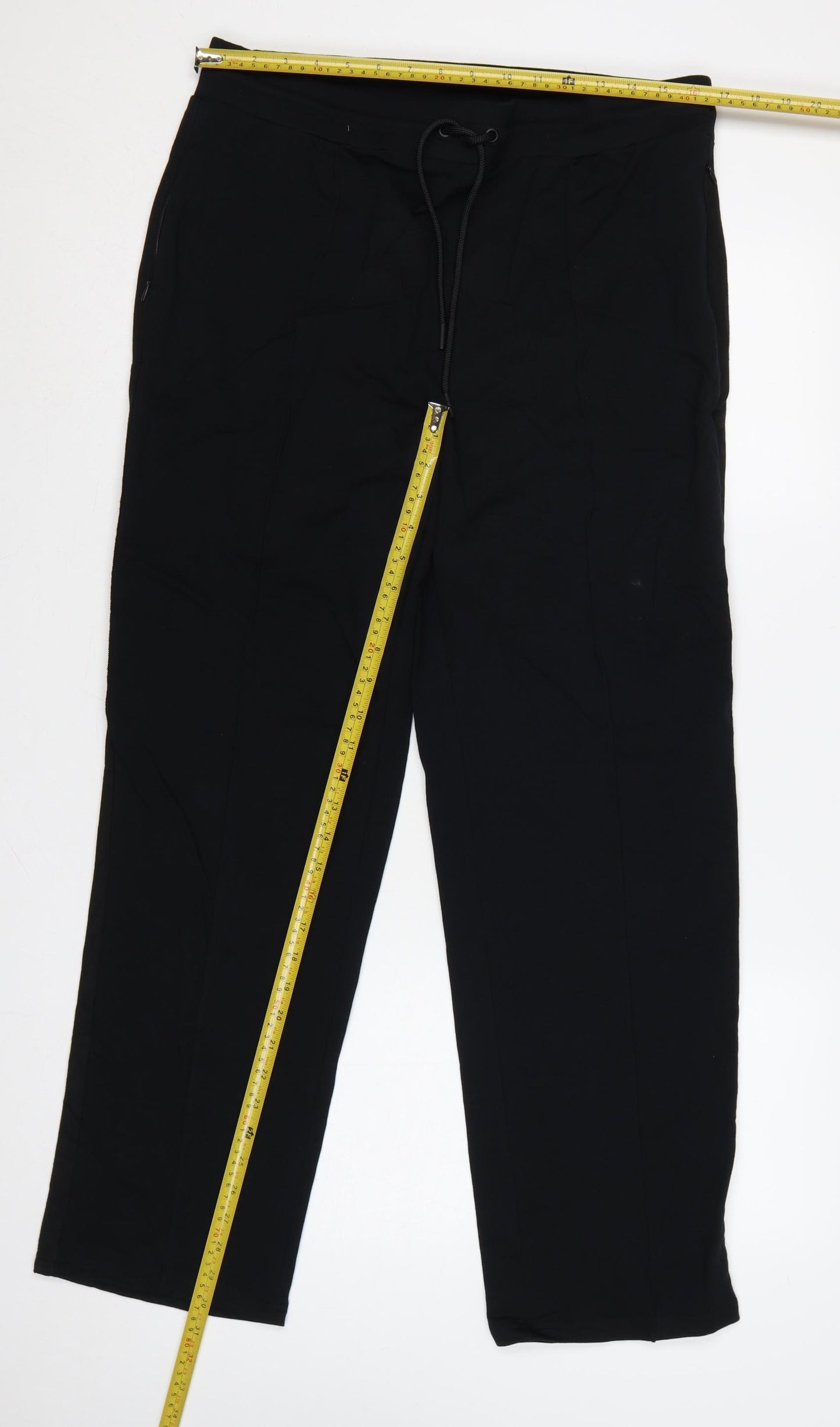 Marks & Spencer Women Black Size 14 Drawstring Jogger Trousers Cotton Stretch