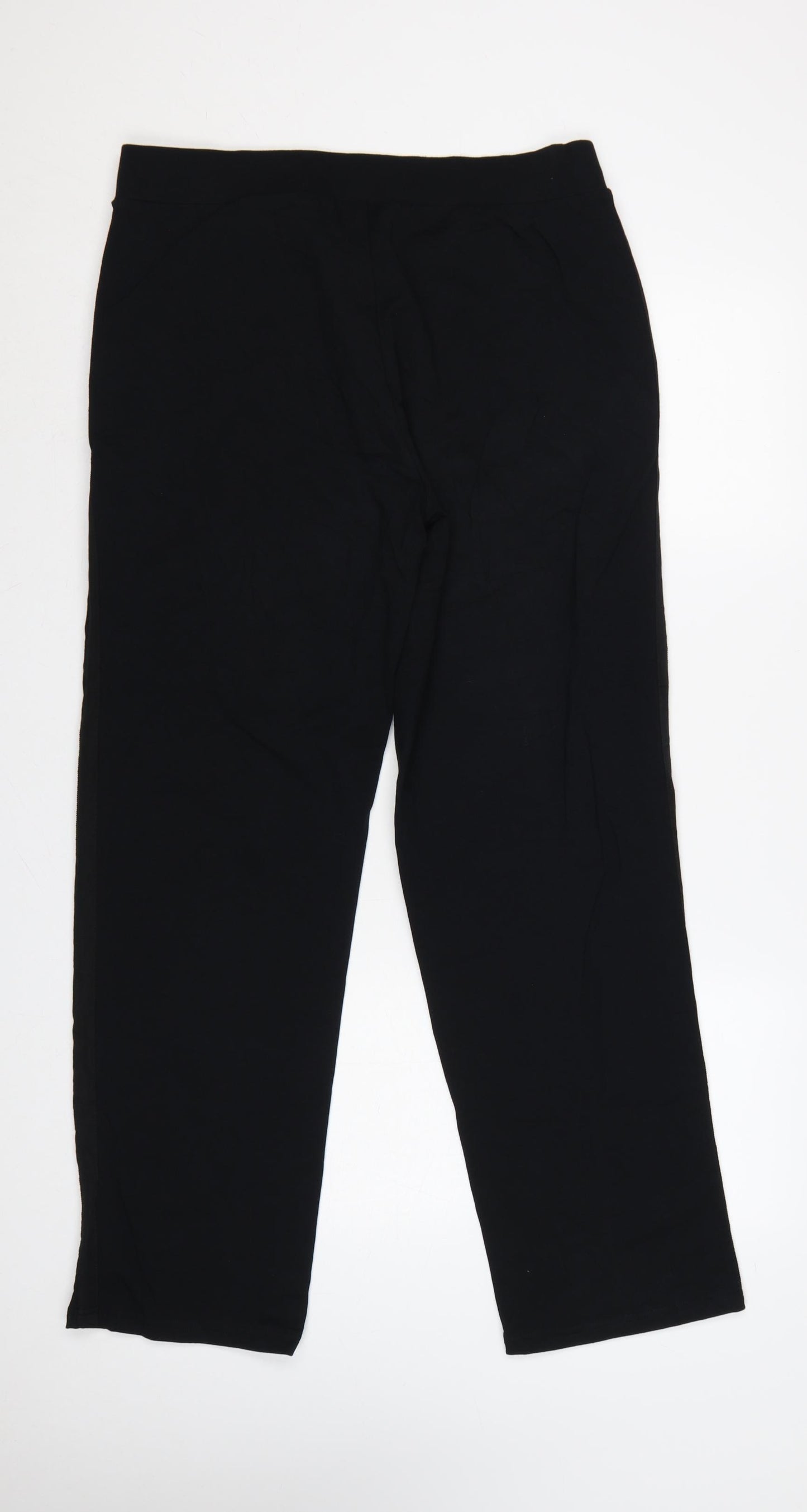 Marks & Spencer Women Black Size 14 Drawstring Jogger Trousers Cotton Stretch