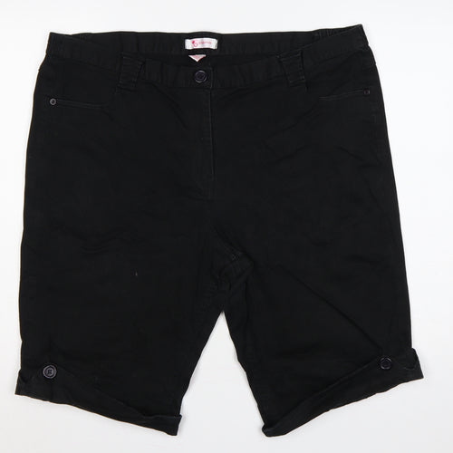 Glamorosa Women’s Black UK 24 Plus Bermuda Shorts Button Cuffs