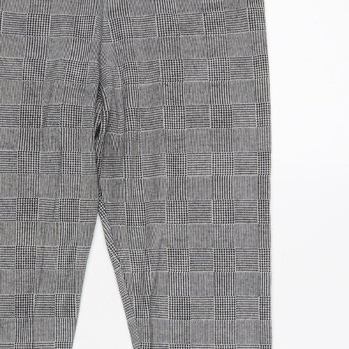 Zara Basic Women Grey Check Stretch Leggings UK 14 XL