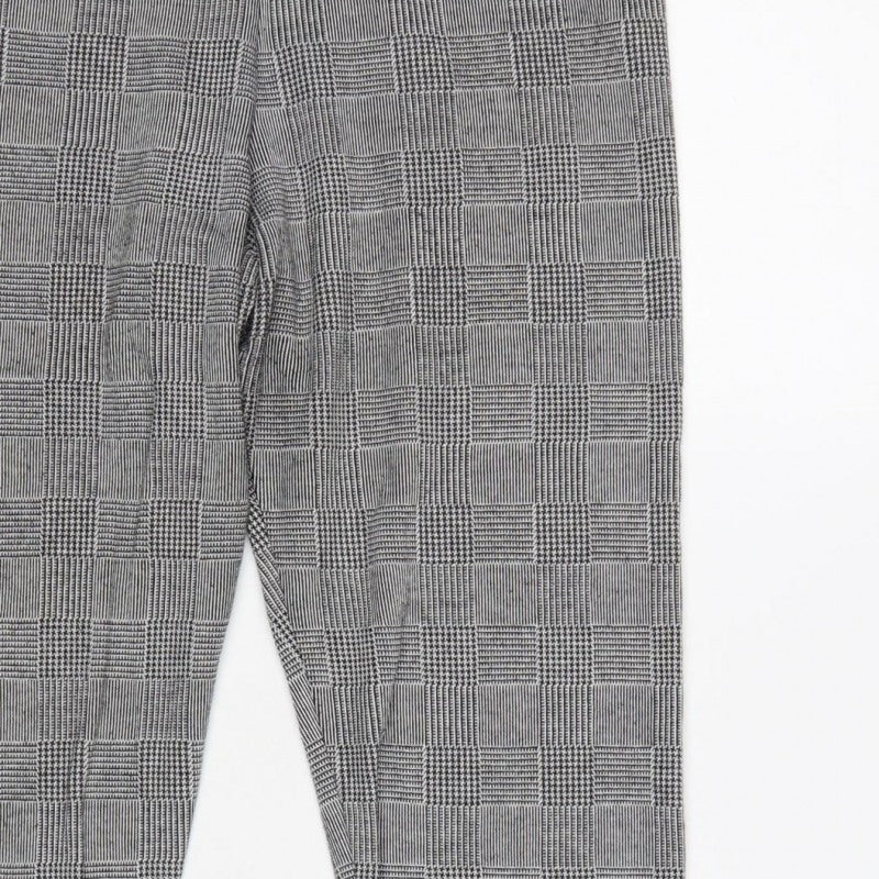 Zara Basic Women Grey Check Stretch Leggings UK 14 XL