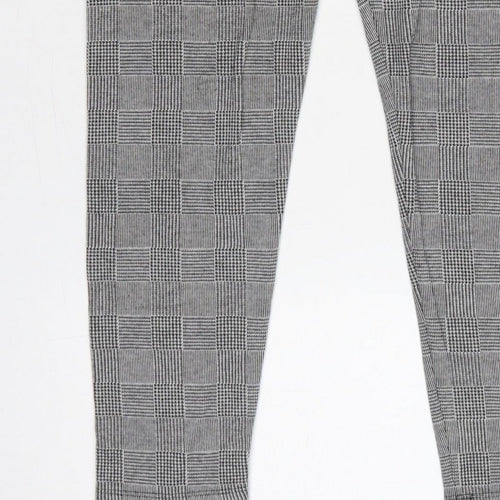 Zara Basic Women Grey Check Stretch Leggings UK 14 XL
