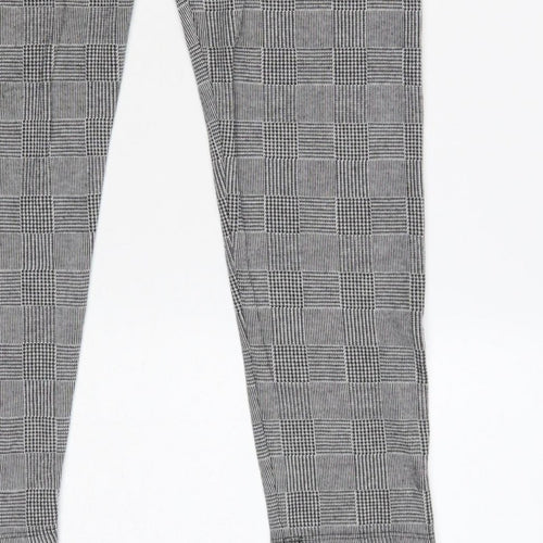 Zara Basic Women Grey Check Stretch Leggings UK 14 XL