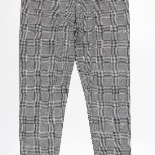 Zara Basic Women Grey Check Stretch Leggings UK 14 XL